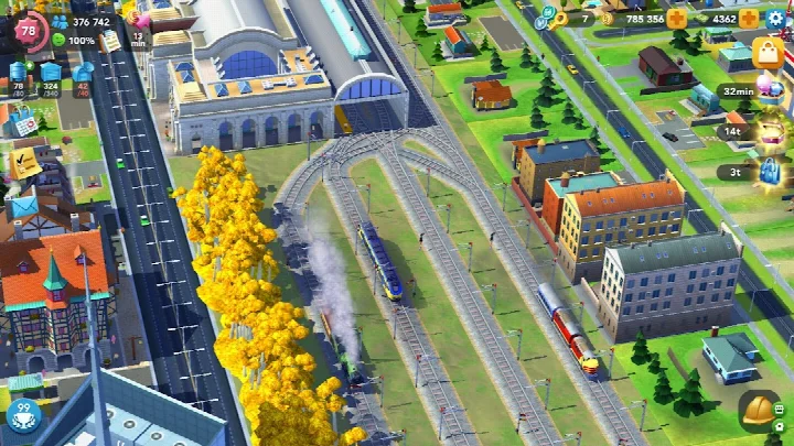 Neighborhood district inspired by a world city style with unlockable landmarks