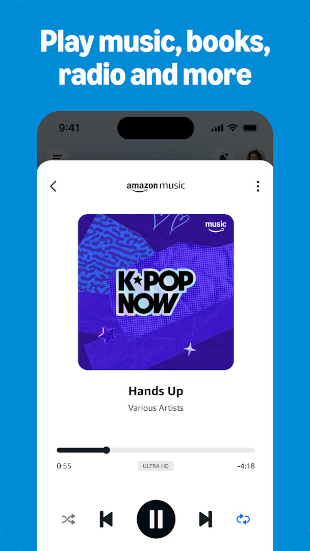 Music player screen with playlist and speaker group options