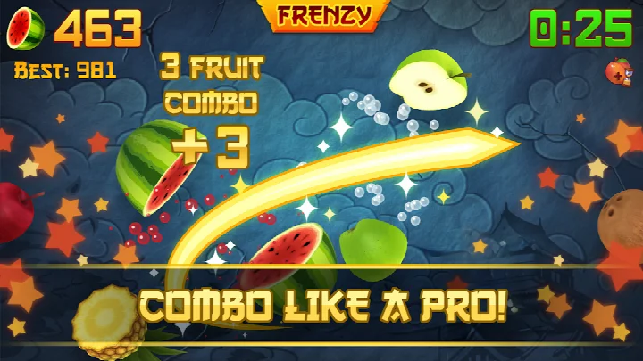 Zen mode with calm background and fruit being sliced peacefully