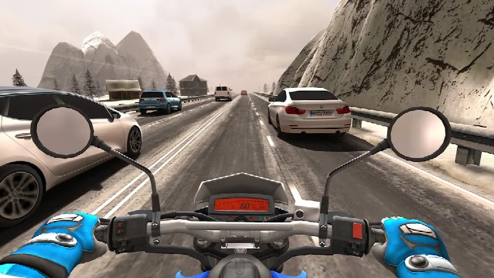 Traffic Rider bike selection screen with 34 motorbikes.