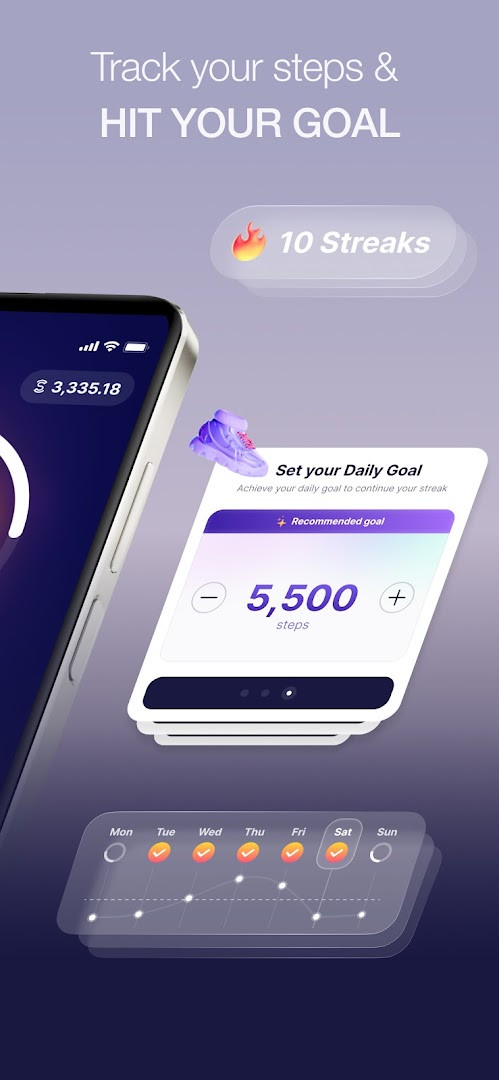 Sweatcoin rewards screen with gift cards and partner offers.