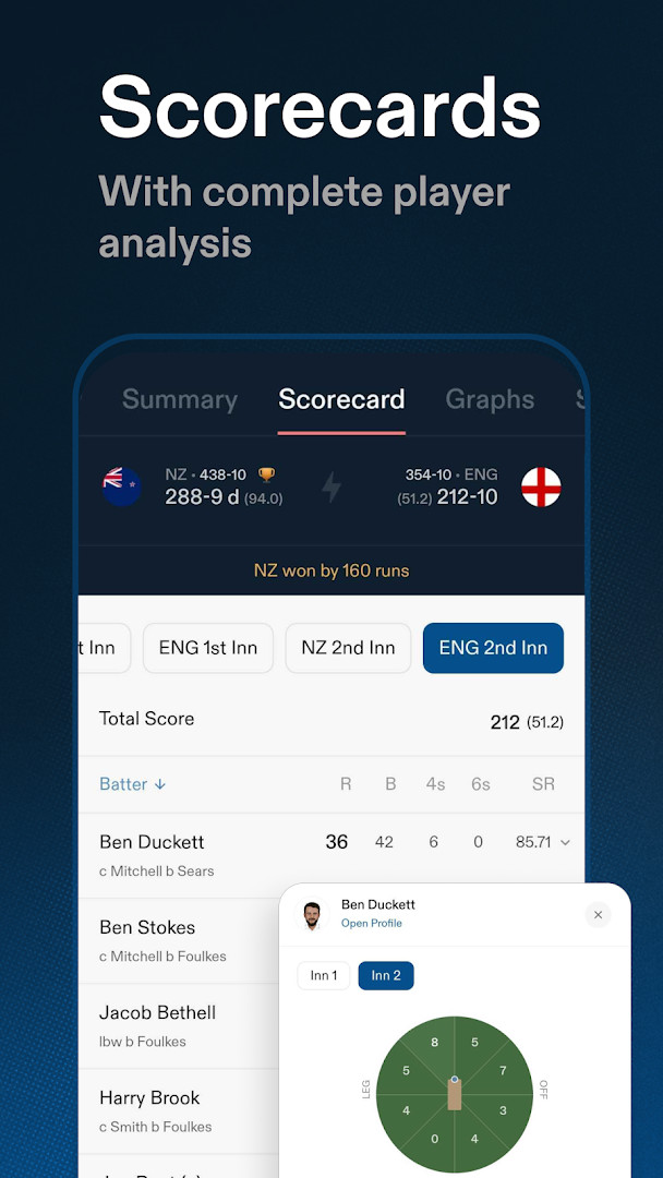 CREX - Just Cricket fixtures tab with filters by format and team