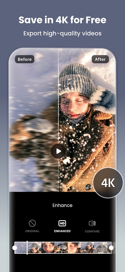 Export settings screen showing 4K 60fps resolution options