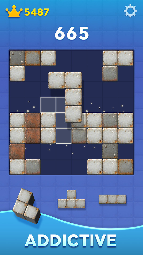 Block Blast! combo screen highlighting multiple lines cleared at once.