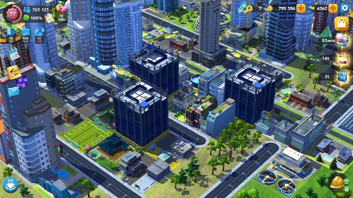 Train network customization screen with stations and rail lines in SimCity BuildIt