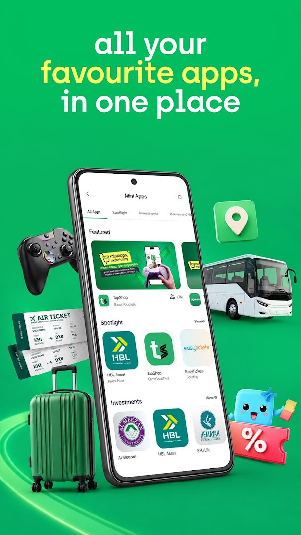 easypaisa investment screen displaying earning opportunities