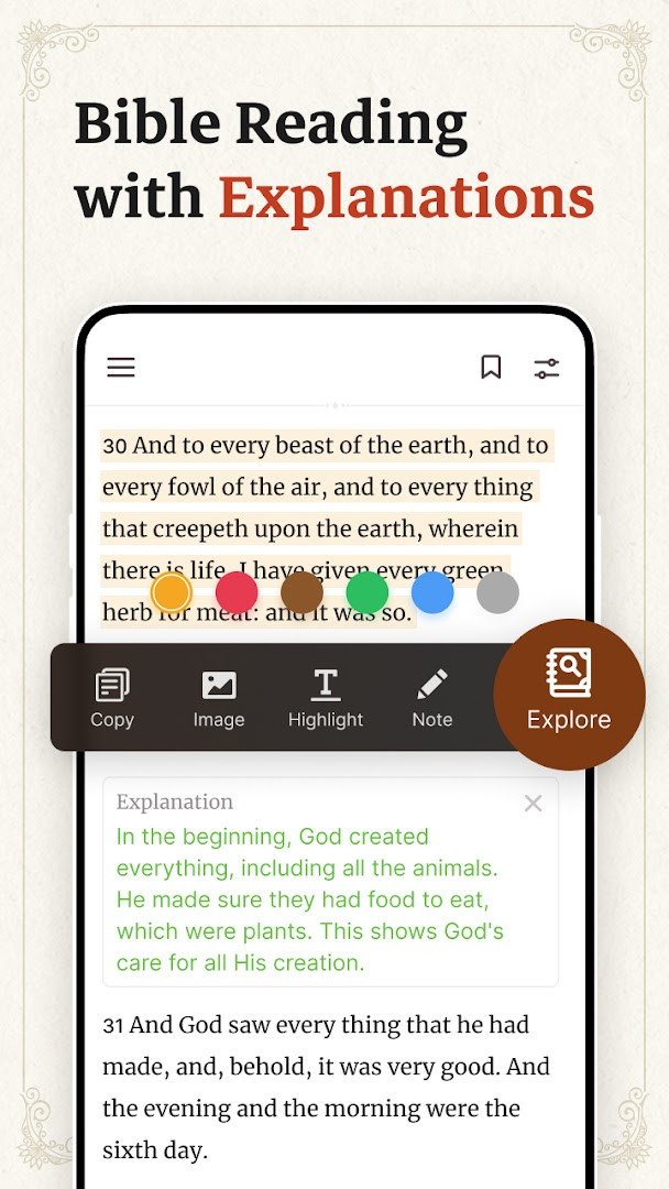 Bible Offline-KJV Holy Bible reading view with adjustable font and night mode