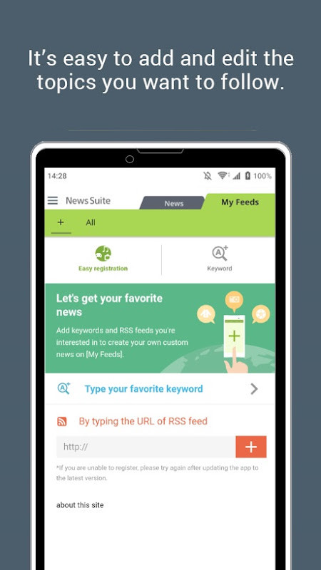 News Suite by Sony category selection screen including Sports and Most Read