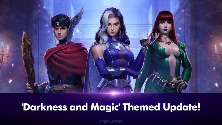 MARVEL Future Fight character roster showing over 200 Marvel heroes and villains