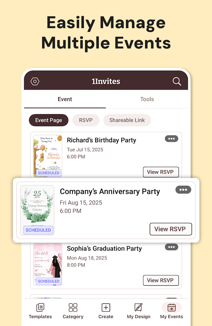 Invitation Maker Google Maps location and website link setup
