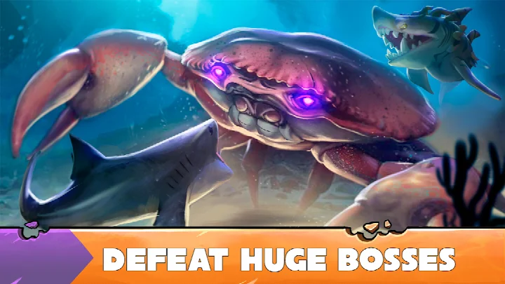 Main underwater world in Hungry Shark Evolution with a shark hunting fish near the surface.