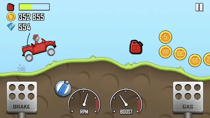 Title screen with the game logo and the character Bill in his jeep.