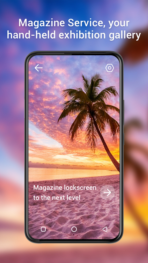 Lock screen showing a vivid HD nature photo with a related article headline