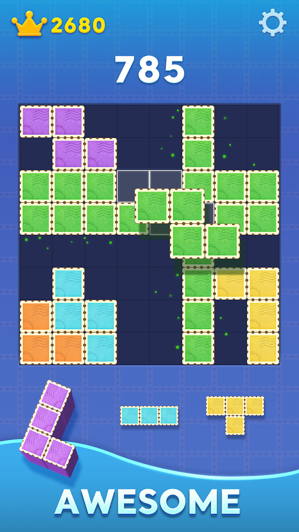 Block Blast! high score screen showing the player's best score and stats.
