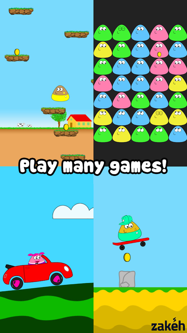 Feeding Pou in the kitchen to keep the alien pet happy and healthy