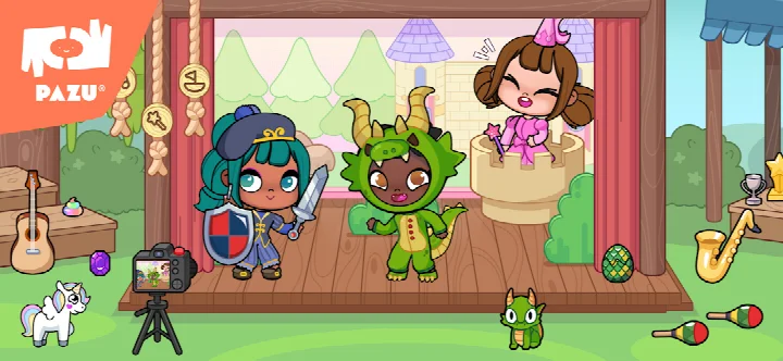 Avatar World social play scene with multiple avatars exploring together.