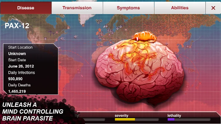 In-game tutorial and help overlay explaining disease mechanics