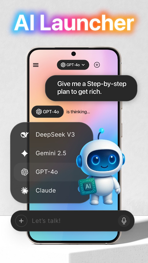 Launcher OS™ in-app purchase screen offering premium themes and features.