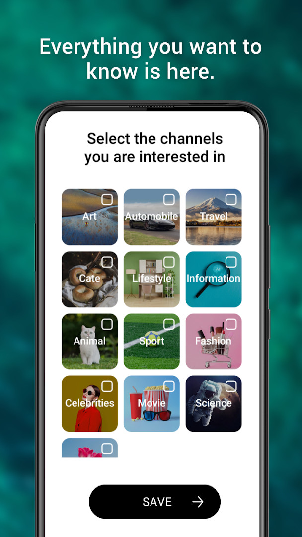 Magazine-style lock screen displaying an image and brief news story text