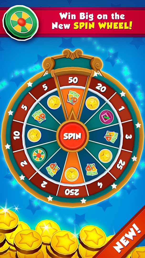 Coin Dozer - Carnival Prizes moment when the Giant Coin drops and splashes coins across the pusher