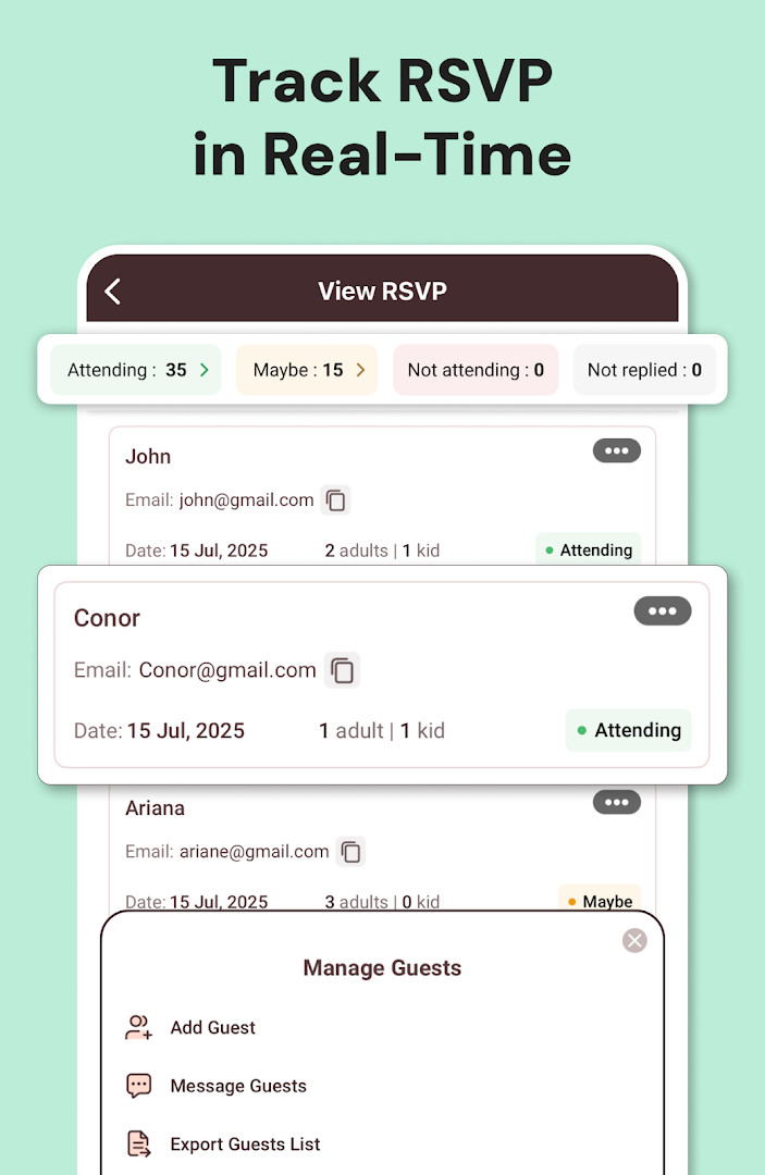 Invitation Maker PDF export and printable card screen