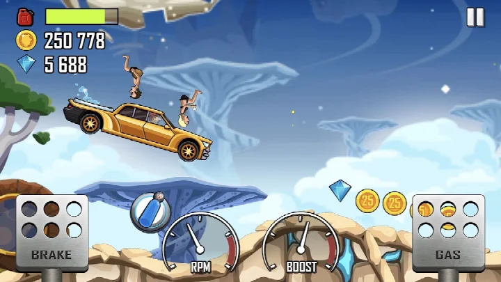 Garage screen showing vehicle selection and upgrade options.