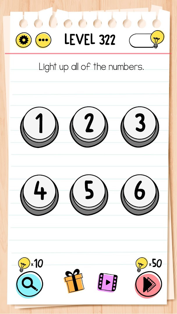 Hint popup offering a clue for a difficult brain puzzle