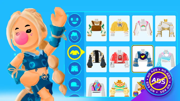 PK XD avatar creator: customizing hair, outfit, and wings.