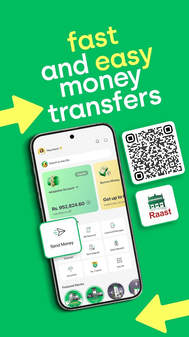 easypaisa send money screen for transferring funds