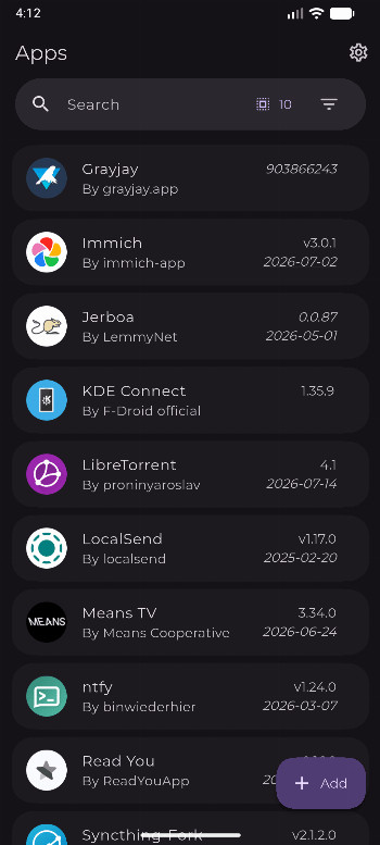 Obtainium adding a new app by pasting a project or release page address