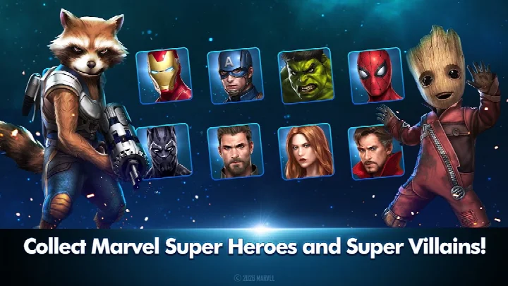 MARVEL Future Fight Epic Quest screen starring Captain Marvel and Doctor Strange