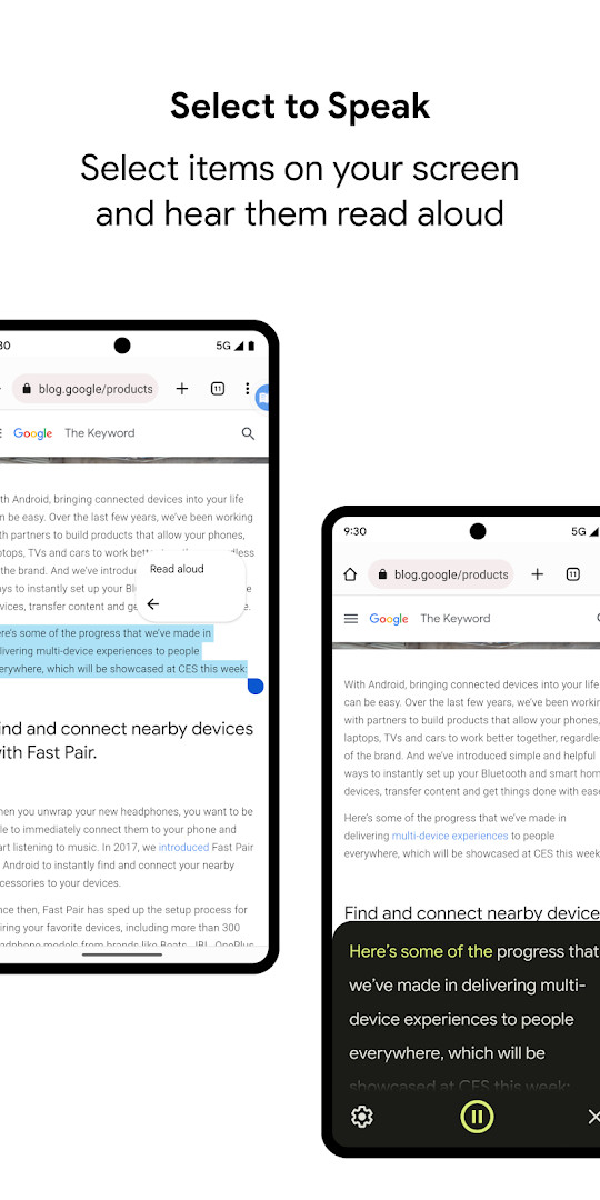 Android Accessibility Suite TalkBack screen reader with gesture control instructions